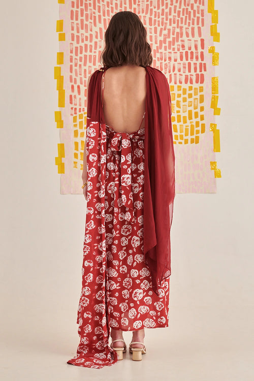 Rose Scarlet Slip Draped Dress