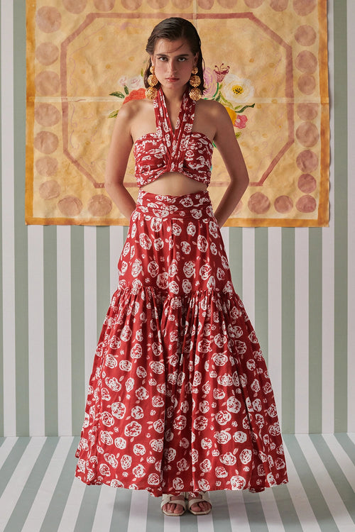 Rose Scarlet Skirt Co-ord Set