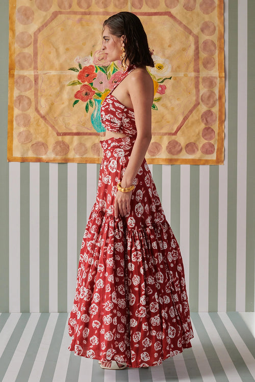 Rose Scarlet Skirt Co-ord Set