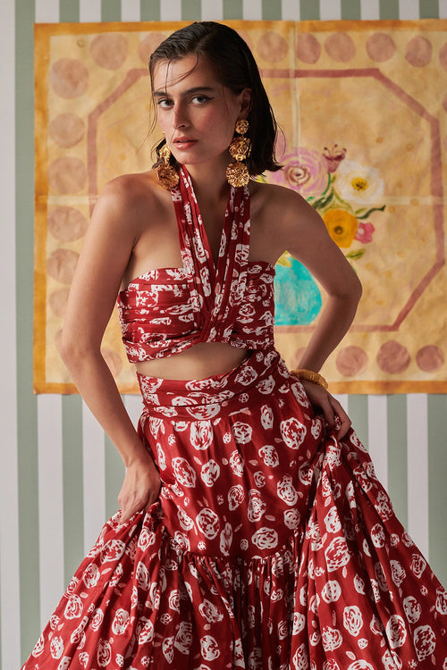 Rose Scarlet Skirt Co-ord Set