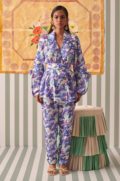 Abstract Gardenia Blazer Co-ord Set