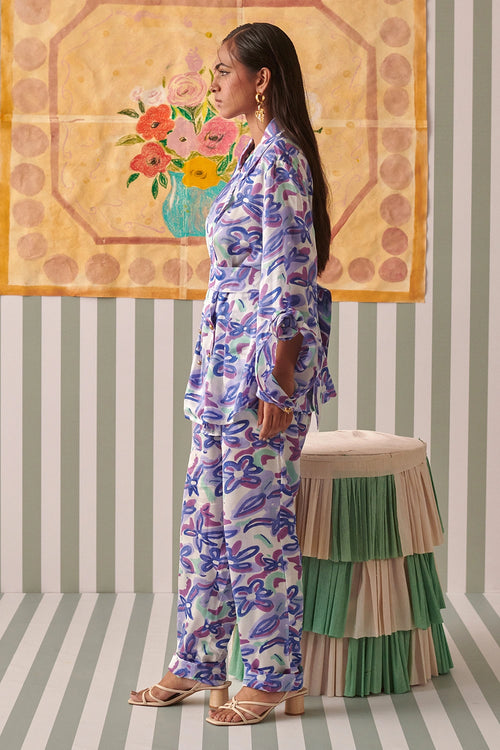 Abstract Gardenia Blazer Co-ord Set