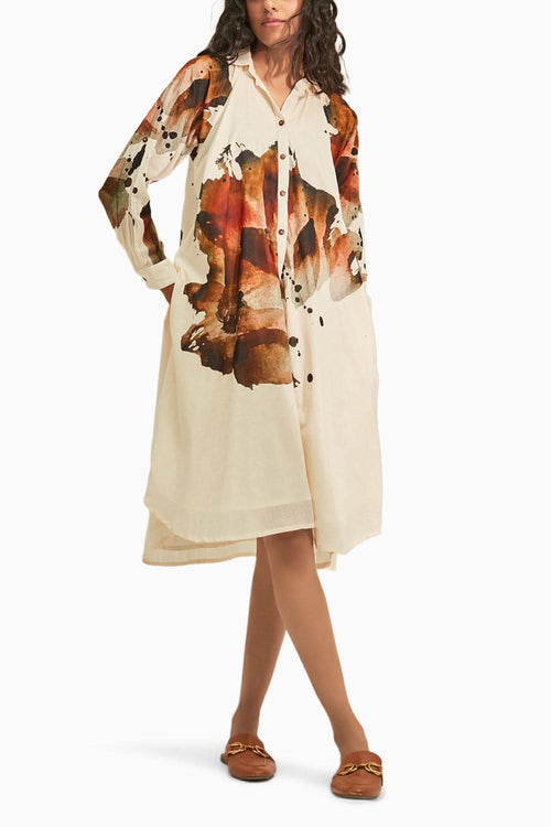 Myna Off White Shirt Dress