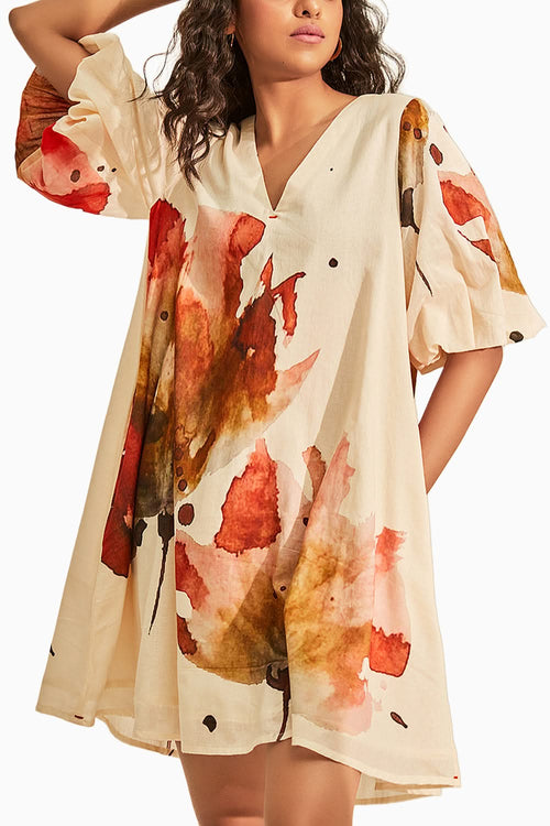 Wild Poppies Off White Dress