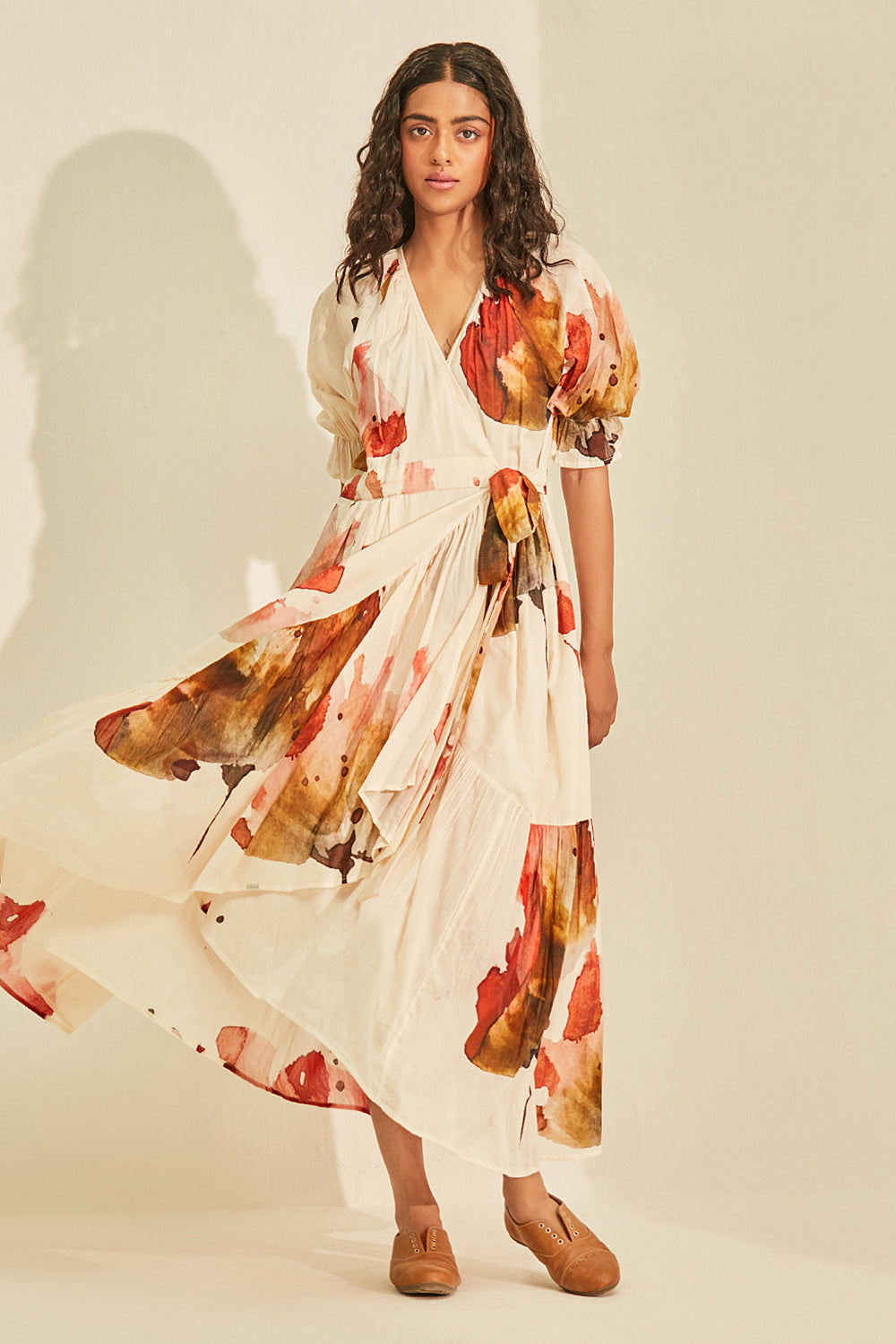 Off White Wild Poppy Wrap Dress