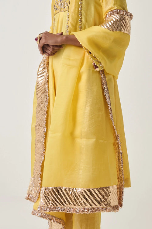 Khayaal Silk Tissue Kurta Set With Dupatta