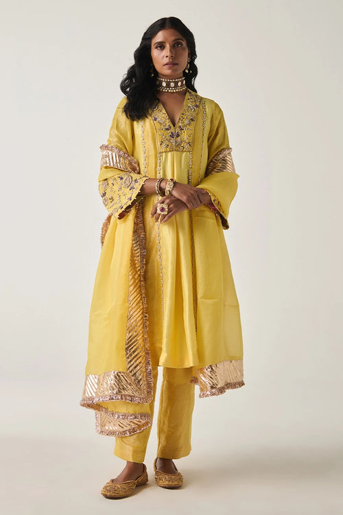 Khayaal Silk Tissue Kurta Set With Dupatta