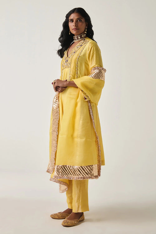 Khayaal Silk Tissue Kurta Set With Dupatta