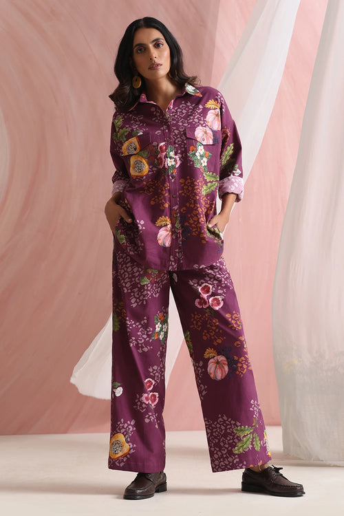 Berry Shirt And Pants Set