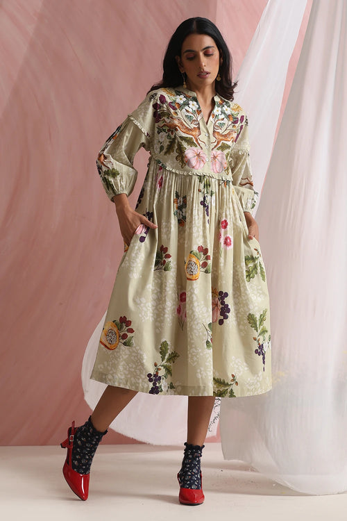 Pastel Olive Everlyn Yoke Dress