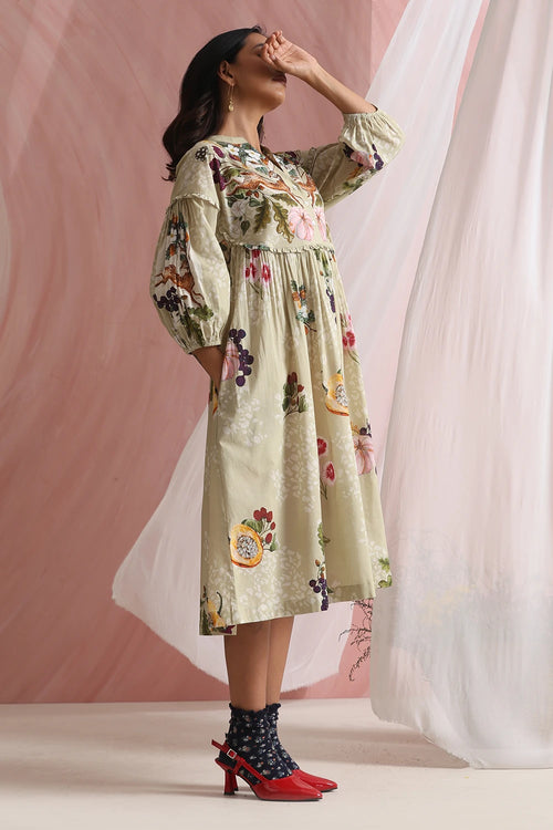Pastel Olive Everlyn Yoke Dress