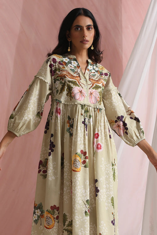 Pastel Olive Everlyn Yoke Dress