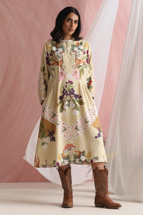 Light Beige Twilight Pleat Dress