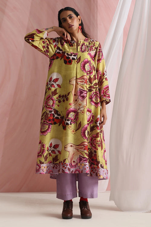 Lime Green Lavender Cinder Tunic Set