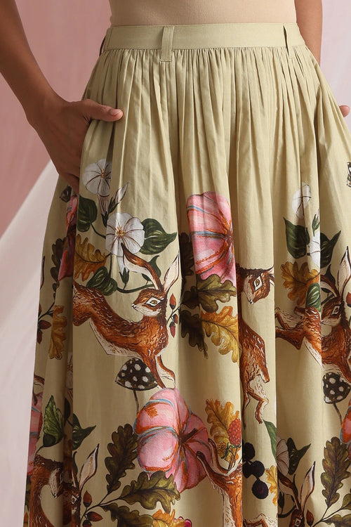 Pale Olive Forest Skirt