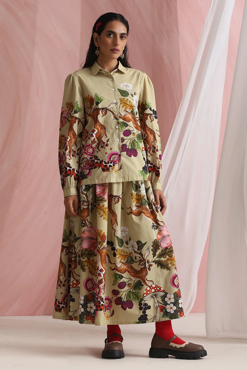 Pale Olive Forest Co-ord Set