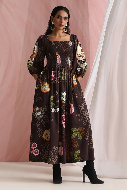 Forest Brown Faunelle Dress