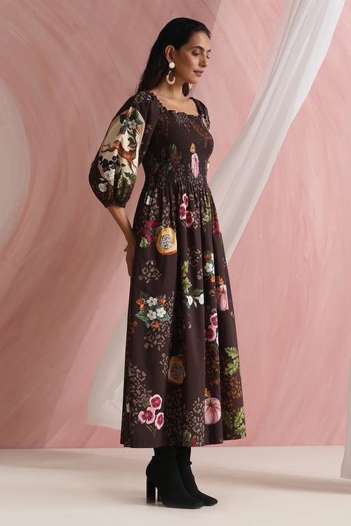 Forest Brown Faunelle Dress