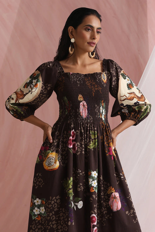 Forest Brown Faunelle Dress