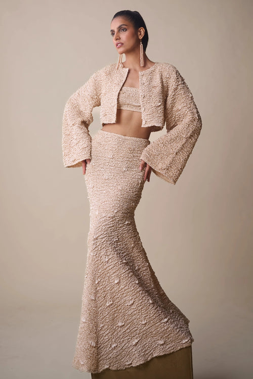 Alabaster Satin Wave Pearl Set