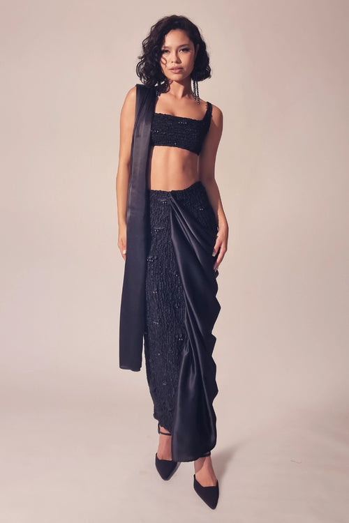 Black Satin Pearl Bralette