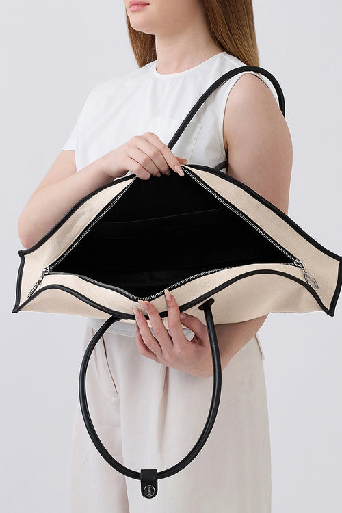 Laverne Canvas Sand Black Bag