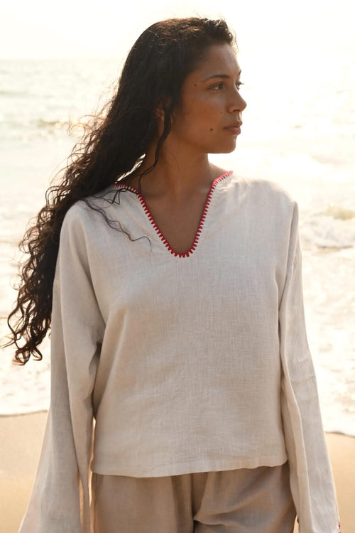 Arlo Beige Long Sleeve Top