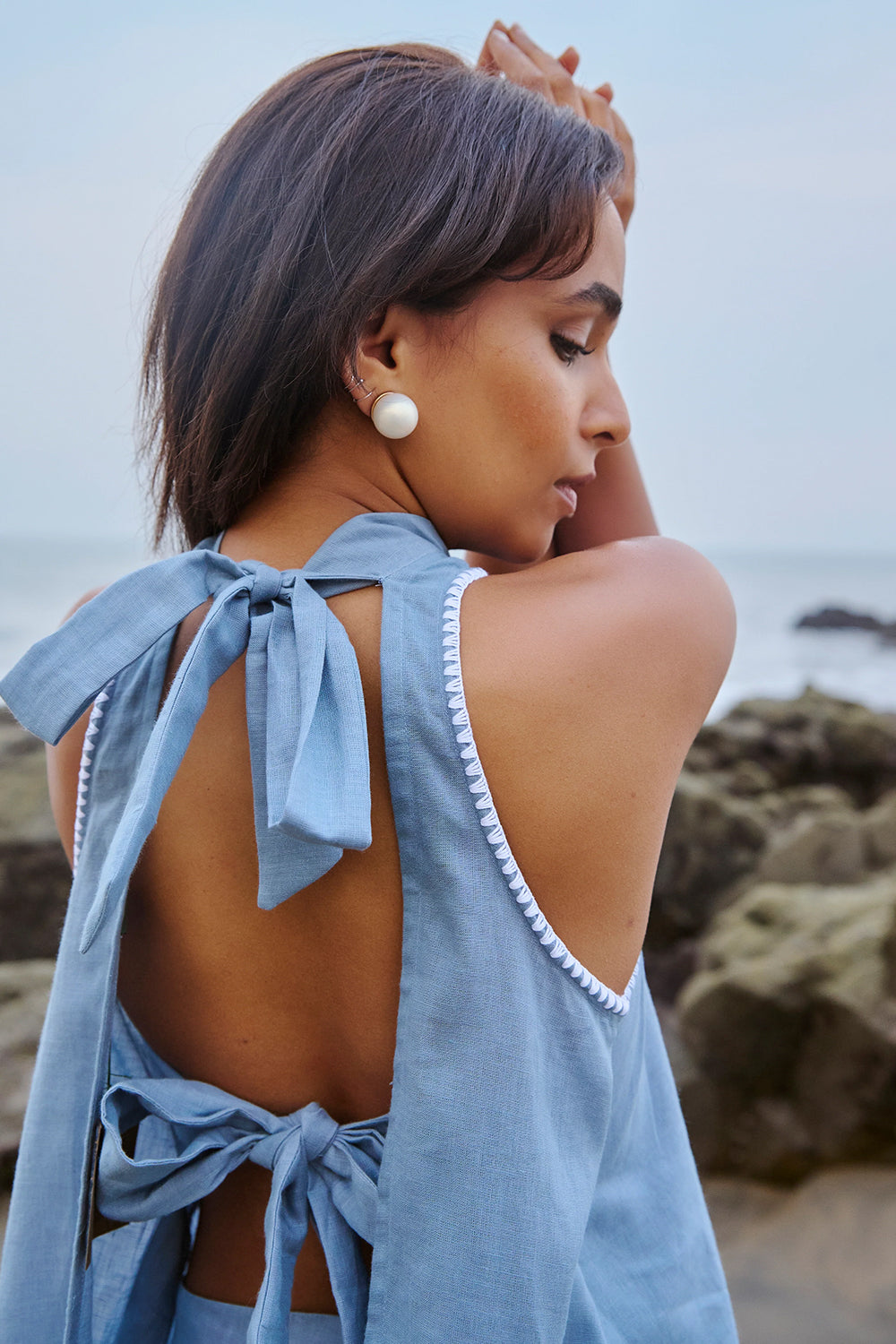 Ava Backless Blue Top