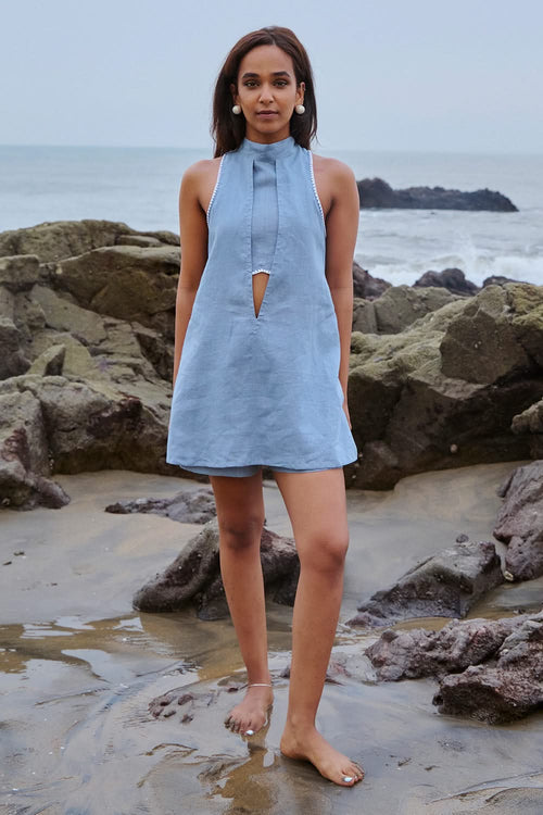 Ava Backless Blue Top