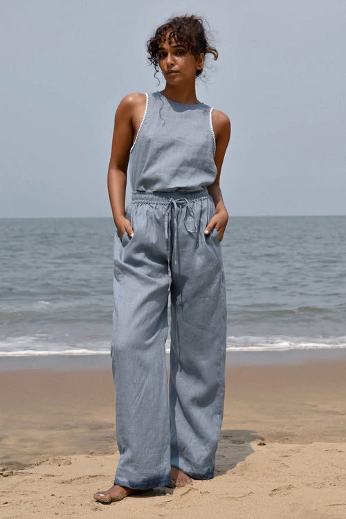 Eri Elasticated Blue Pants