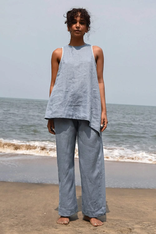 Lauren Halter Asymmetrical Blue Top