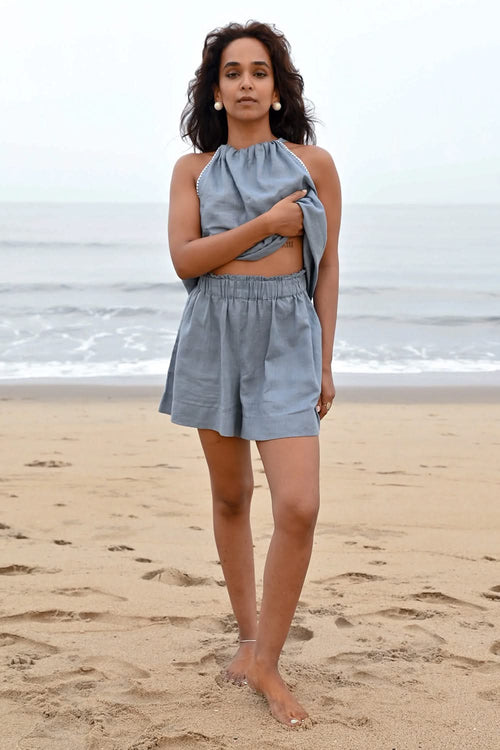Odessa Elasticated Blue Shorts