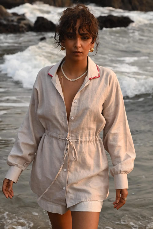 Jade Beige String Shirt