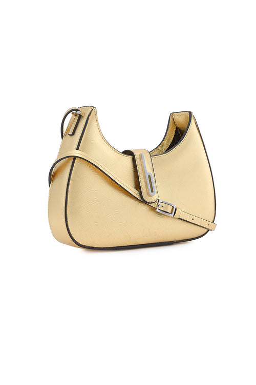Leena Metallic Gold Mini Crossbody Bag