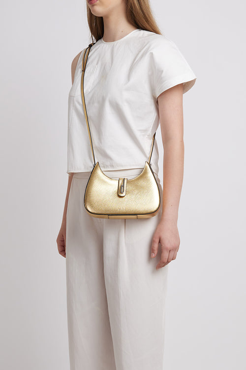 Leena Metallic Gold Mini Crossbody Bag
