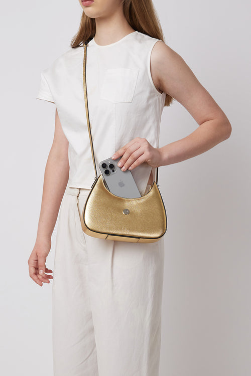 Leena Metallic Gold Mini Crossbody Bag