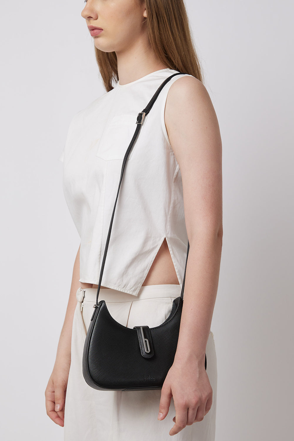 Leena Saffiano Black Mini Crossbody Bag
