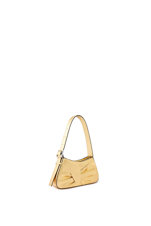 Leena Metallic Gold Mini Draped Shoulder Bag