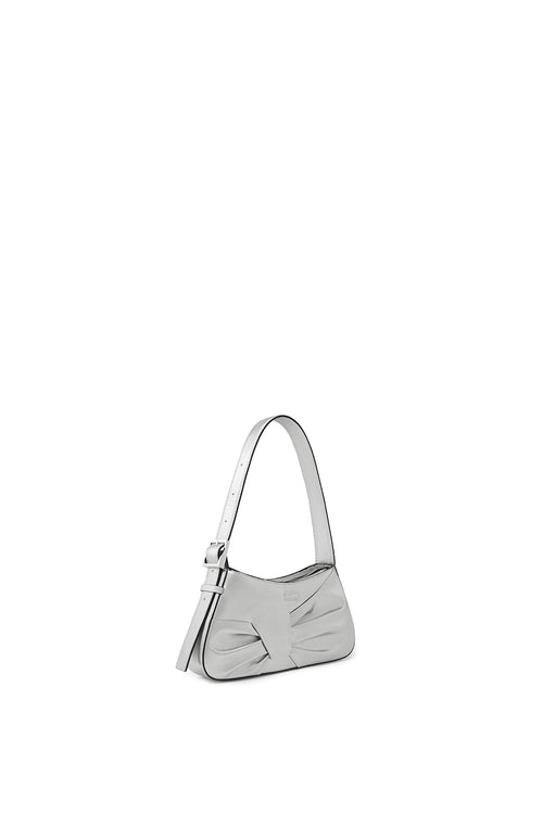 Leena Metallic Silver Mini Draped Shoulder Bag
