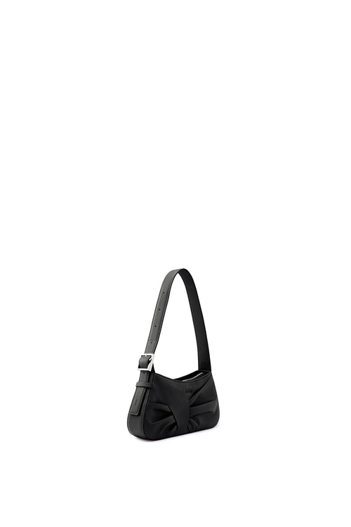 Leena Nappa Black Mini Draped Shoulder Bag