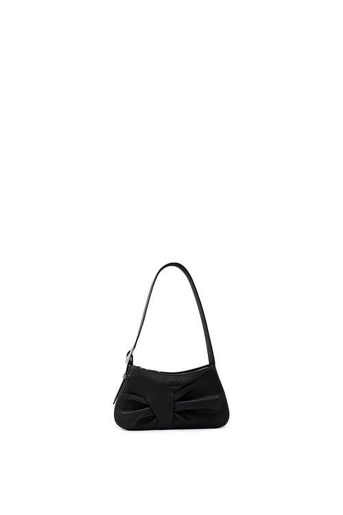 Leena Nappa Black Mini Draped Shoulder Bag