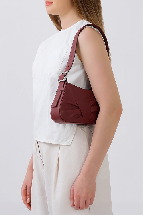 Leena Nappa Brick Mini Draped Shoulder Bag