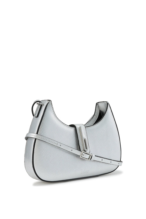 Leena Metallic Silver Mini Crossbody Bag