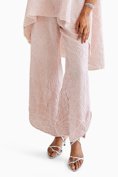 Pastel Pink Crushed Bandhani Coord Set