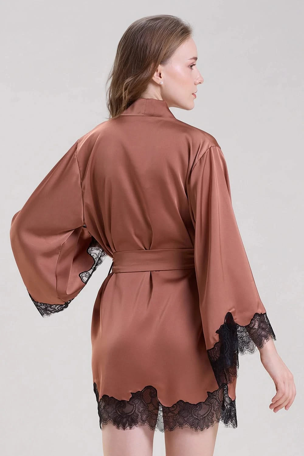 Bronze Robe with Lace Sleeves