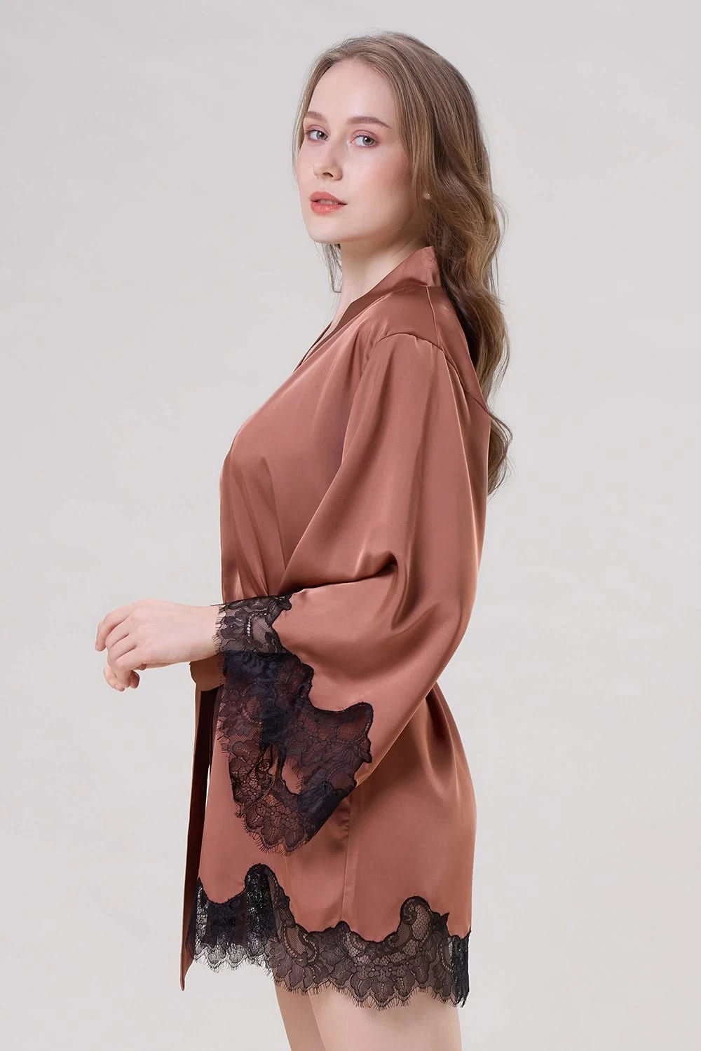 Bronze Robe with Lace Sleeves