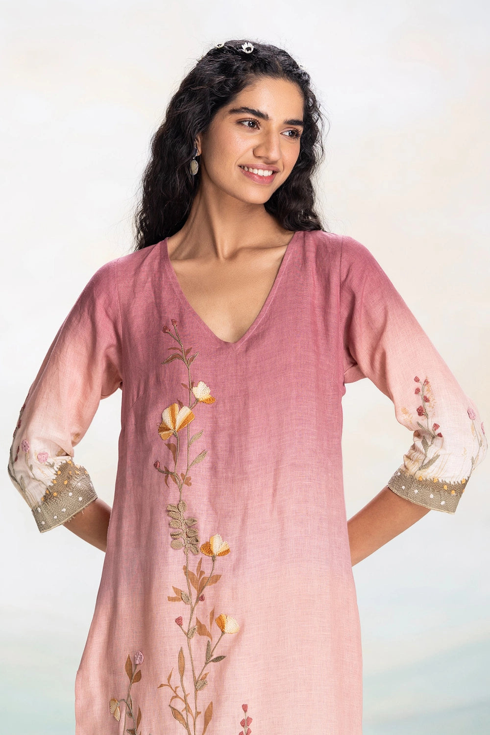 Sunrise pink Landscape Kurta Set