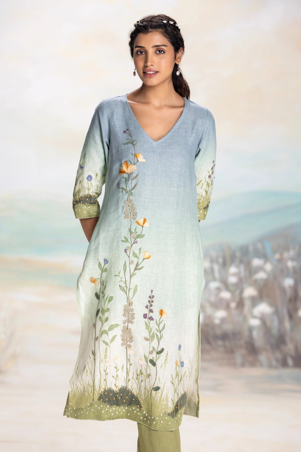 Sunset Blue Landscape Kurta Set