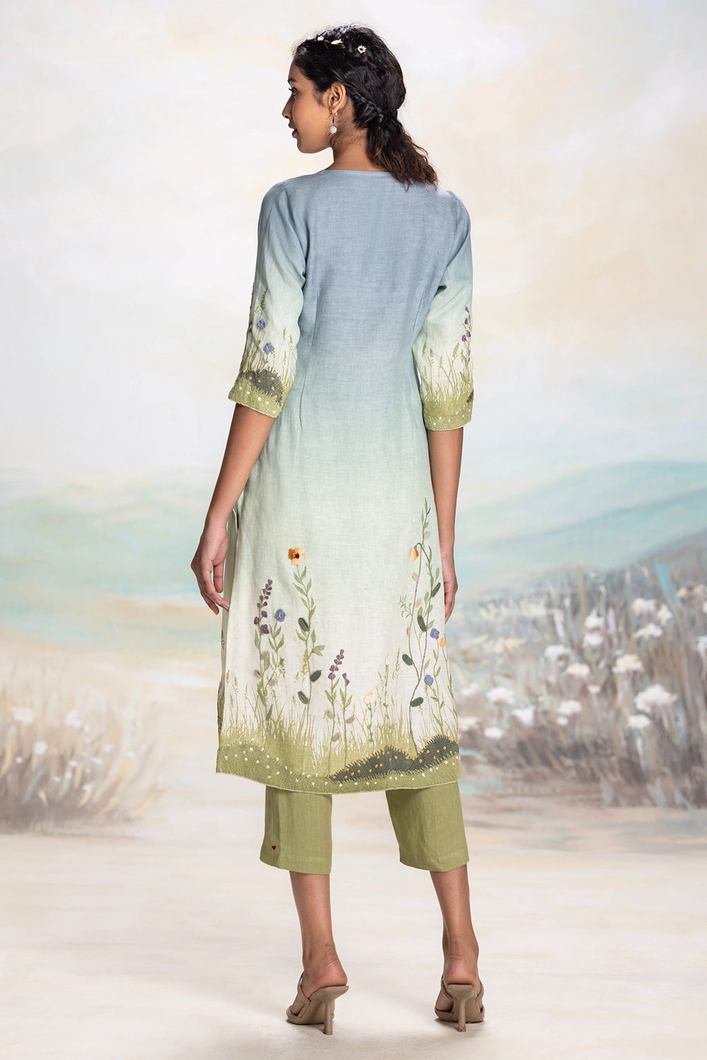 Sunset Blue Landscape Kurta Set