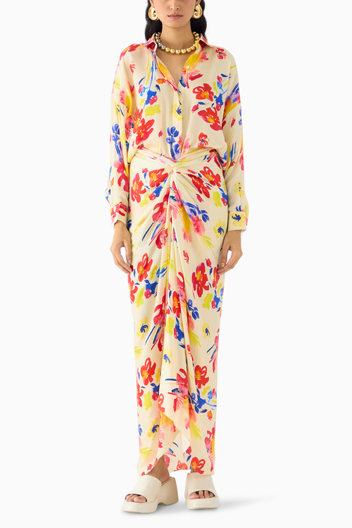 Riad Draped Shirt Dress